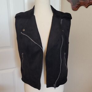 Philosophy Sleeveless Zippered Vest Womens Black Faux Suede Size XS